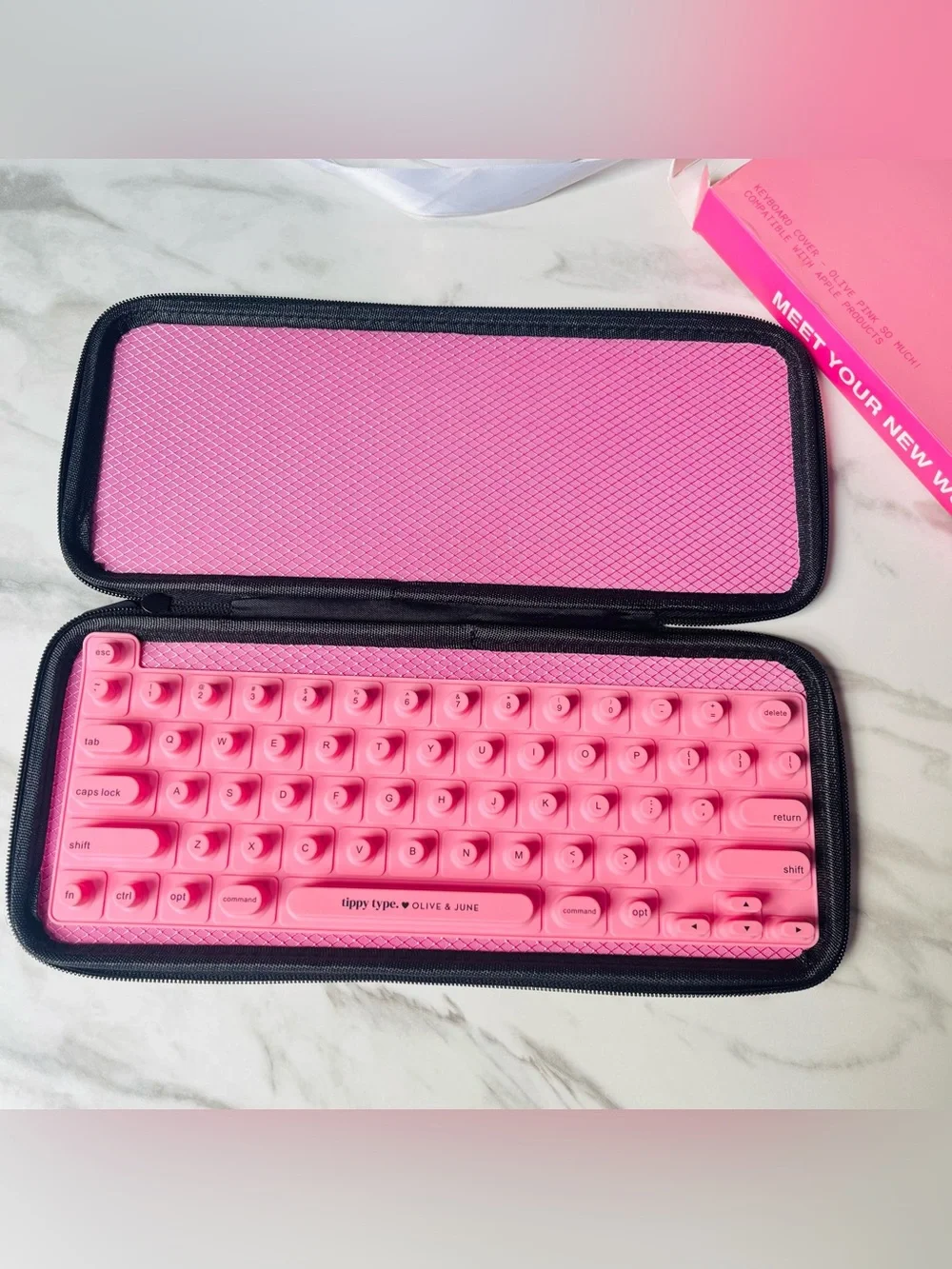 OLIVE & JUNE 💅🏼 tippy type. Pink silicone Keyboard Cover for long nails NIB